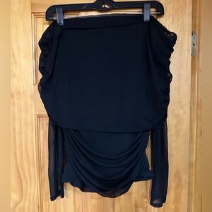 Abercrombie & Fitch Long Sleeve Off The Shoulder Mesh Top